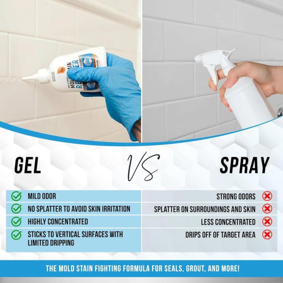 🔥LIMITED SALE 50% OFF!!💥Mold Remover Gel with Scrub Brush – Heavy Duty Mildew Stain Cleaner for Washer Gasket, Shower Caulk, Tile Grout & Bathroom