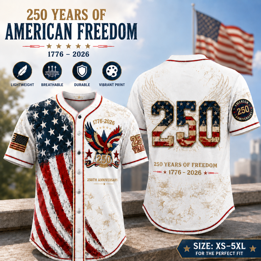 America 250th Anniversary Baseball Jersey – 1776–2026 Patriotic Freedom Shirt