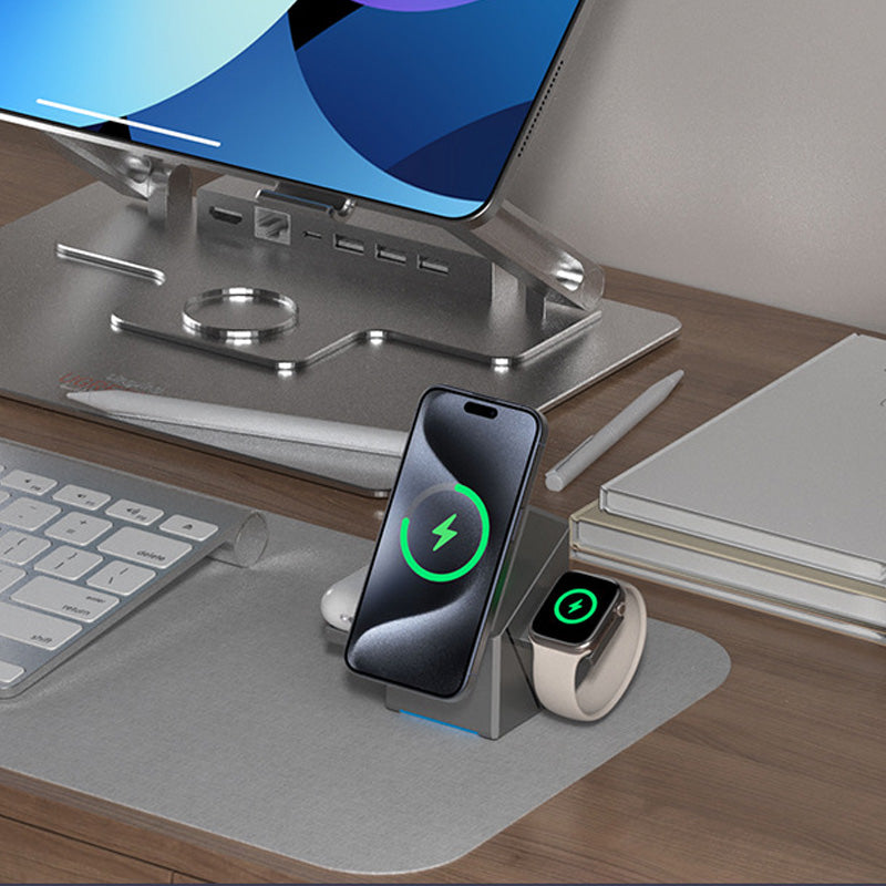 ⚡️ Exclusive Sale -55%! 📱 3-in-1 Foldable Magnetic Charging Station – Perfect for Home, Work & Travel ✨ | 15W Fast Charging, Multi-Device & Compact!📱⌚