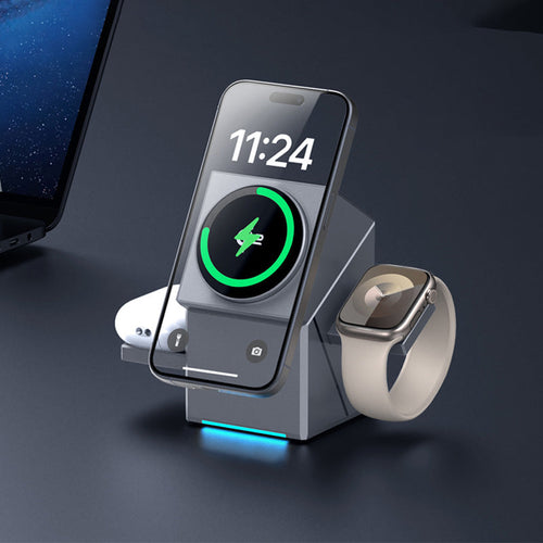 ⚡️ Exclusive Sale -55%! 📱 3-in-1 Foldable Magnetic Charging Station – Perfect for Home, Work & Travel ✨ | 15W Fast Charging, Multi-Device & Compact!📱⌚