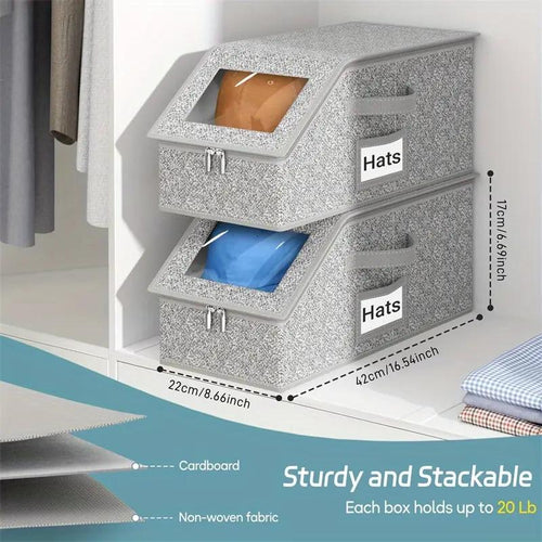 Stackable storage boxes for baseball caps