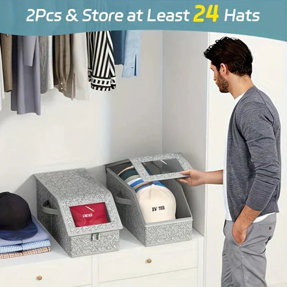 Stackable storage boxes for baseball caps