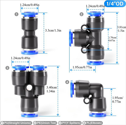 1/4 Inch Pneumatic Push-to-Connect Air Hose Fittings Kit ⚡🔧